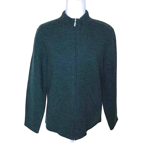 Talbots Wool Zip Front Jacket Coat Green Medium Womens Career Classic - Picture 1 of 16